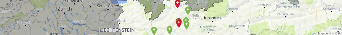 Kartenansicht für Apotheken-Notdienste in der Nähe von Nesselwängle (Reutte, Tirol)